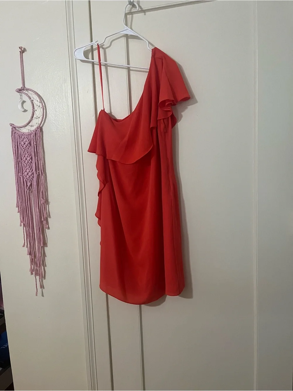 Michael Kors One-Shoulder Ruffle Dress - Red
